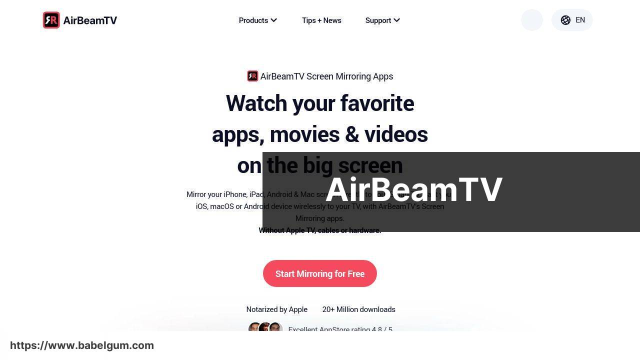 https://airbeam.tv screenshot