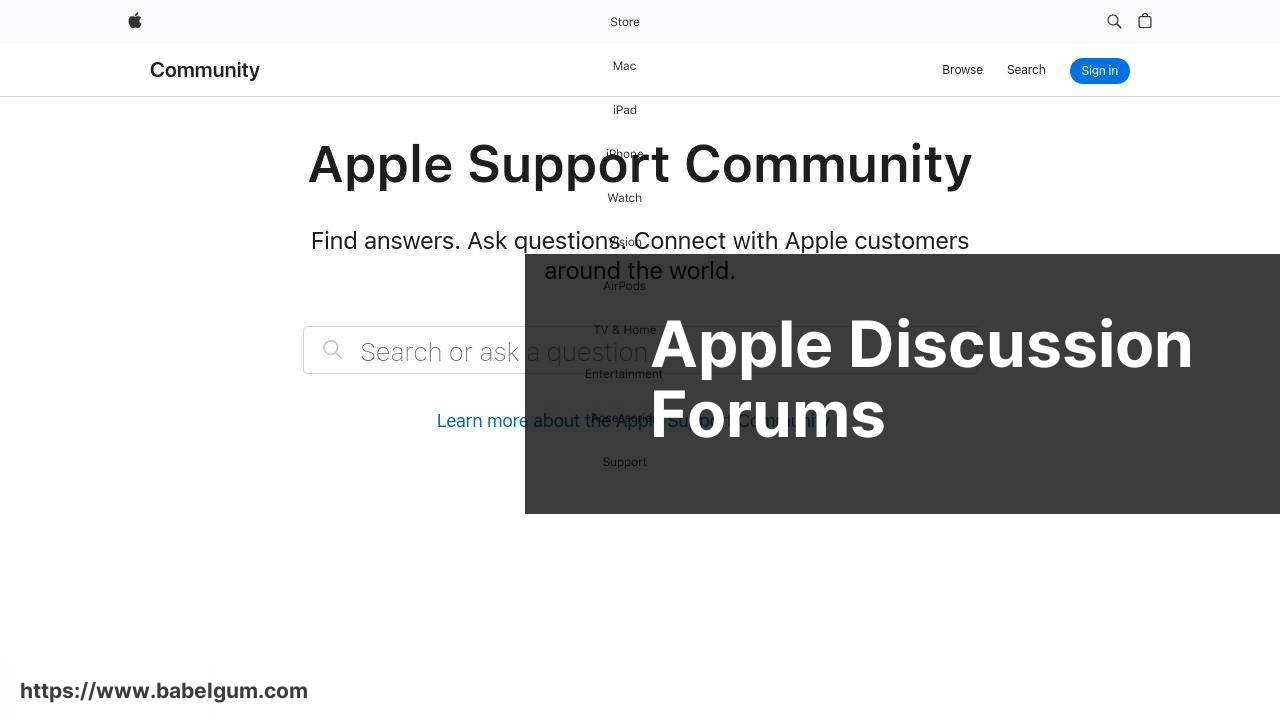 https://discussions.apple.com/welcome screenshot